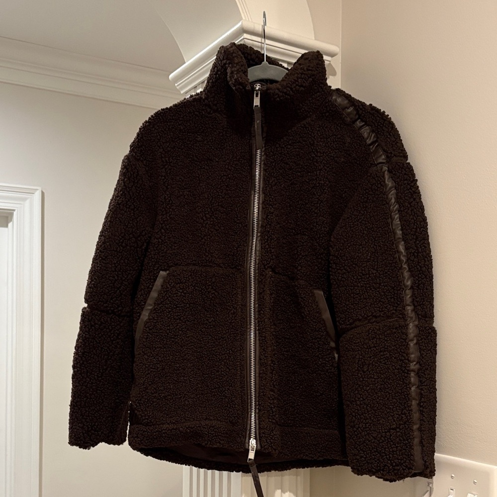 H&M Dark Brown Faux Sherpa Jacket Sz. XS NWT - Picture 1 of 8